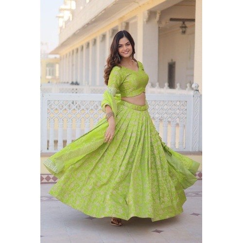 Designer Pure Viscose Jacquard Lehenga Set