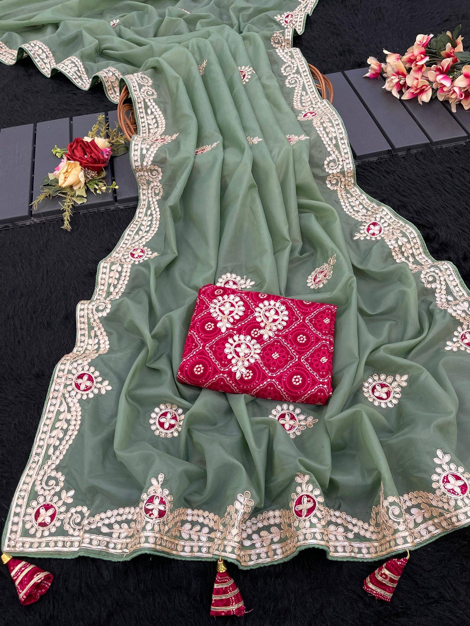 Stylish Beautyfull Gota Patti Saree Collection For Women