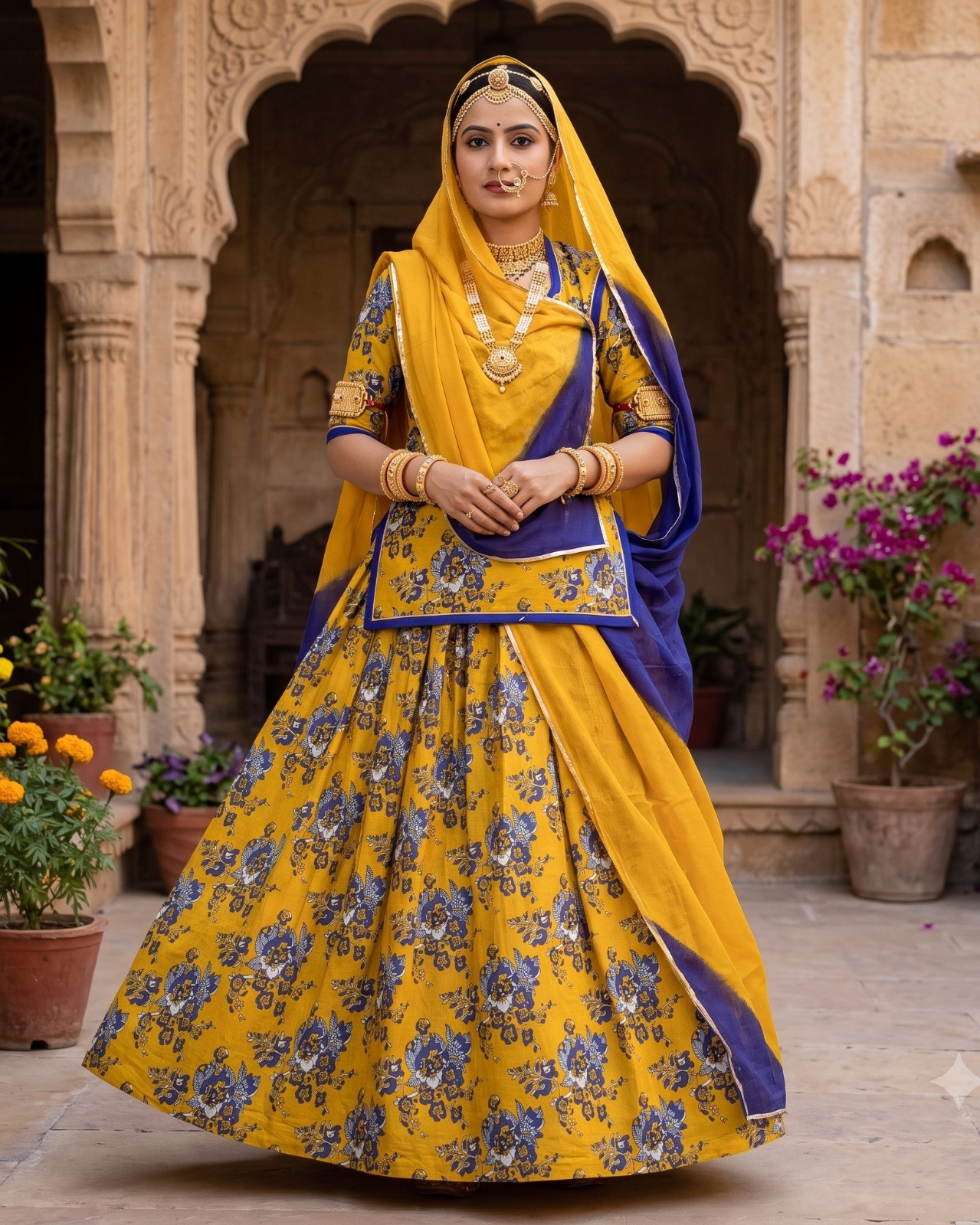 Boutique Range Yellow Cotton Rajputi Suit