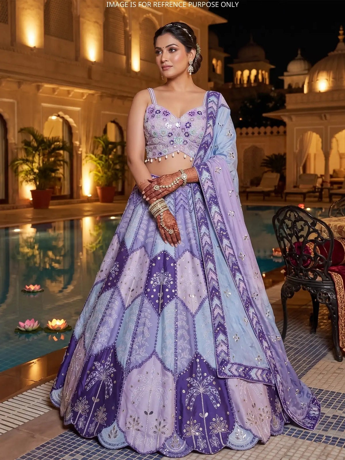 Premium Chinon Silk Mirror Work Lehenga Choli with Digital Print, Heavy Real Mirror Work & Designer Dupatta