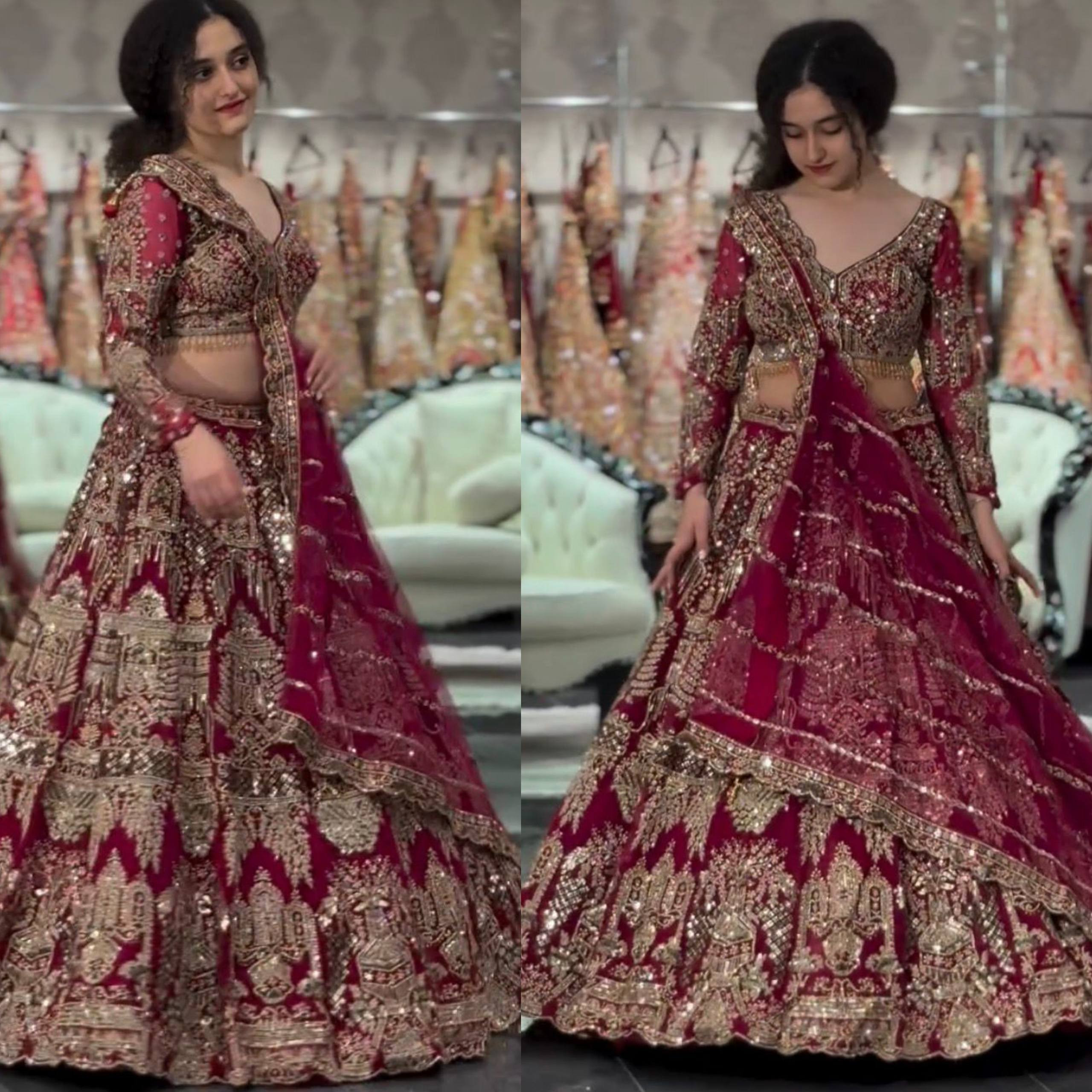 Premium Soft Net 4 Meter Flared Lehenga with Sequins Coding Work | Semi-Stitched Bridal Party Wear Lehenga Set