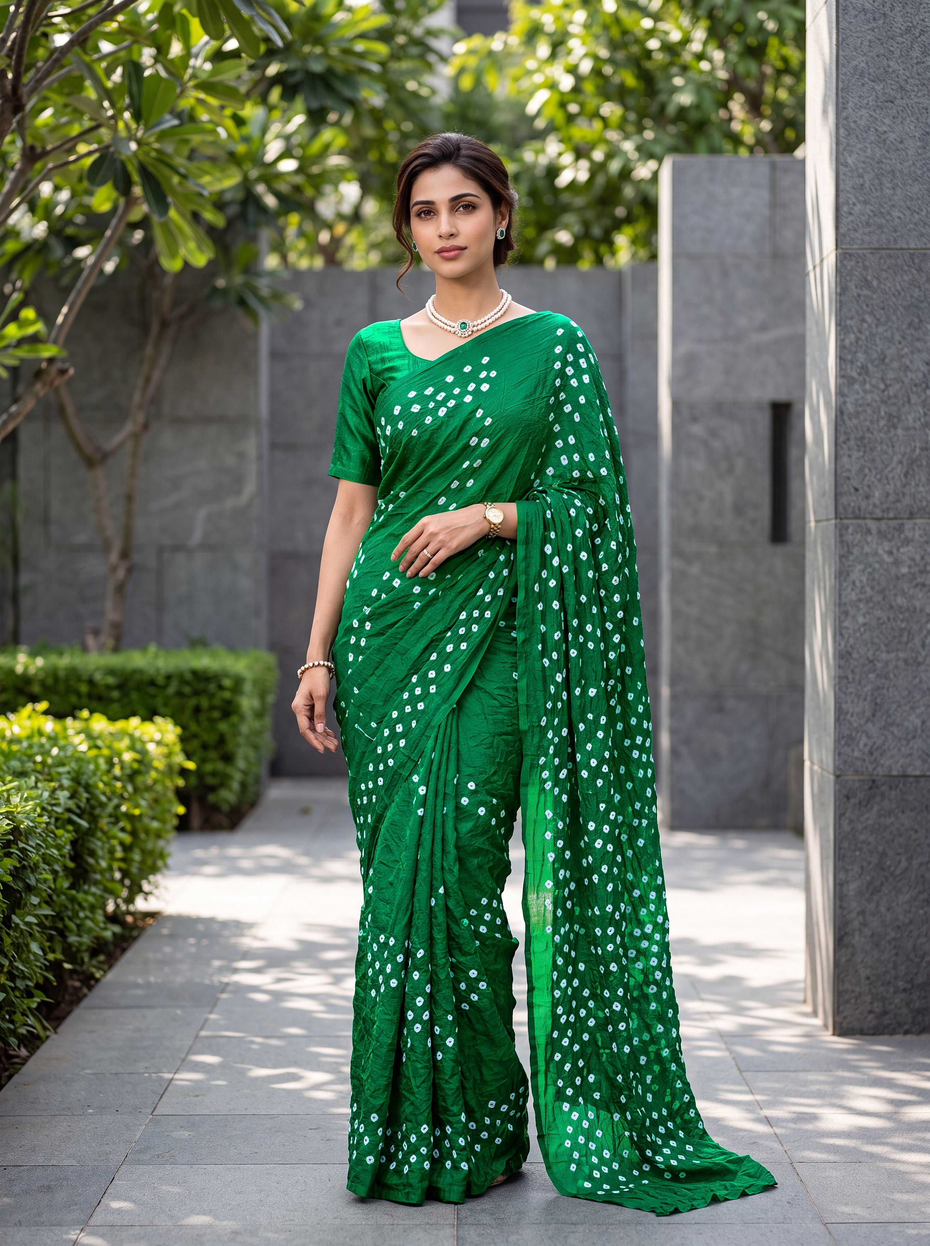 Pure Silk Bandhani Saree - Handcrafted Tie-Dye Elegance