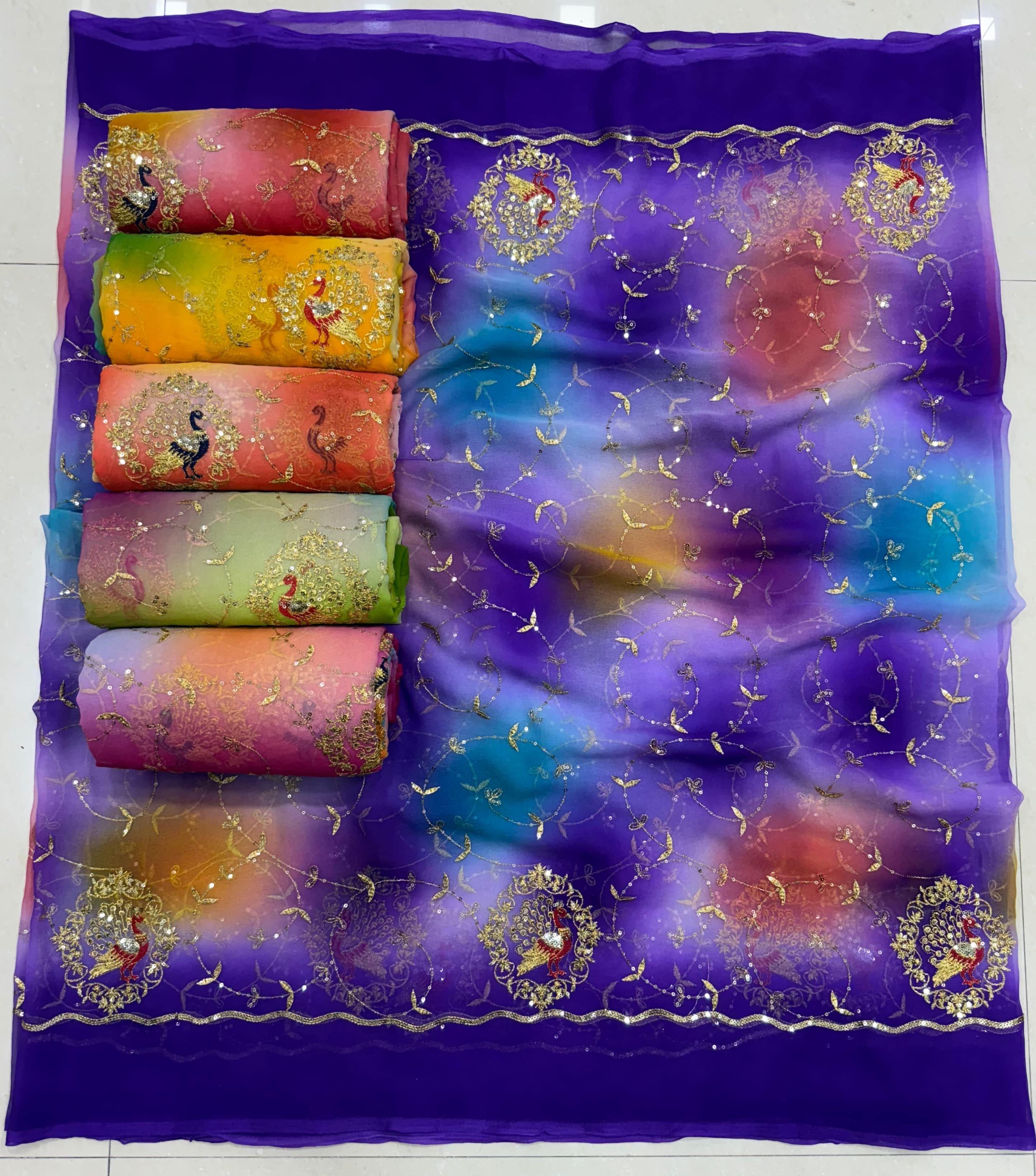 Premium Royal Georgette Saree in Multicolour
