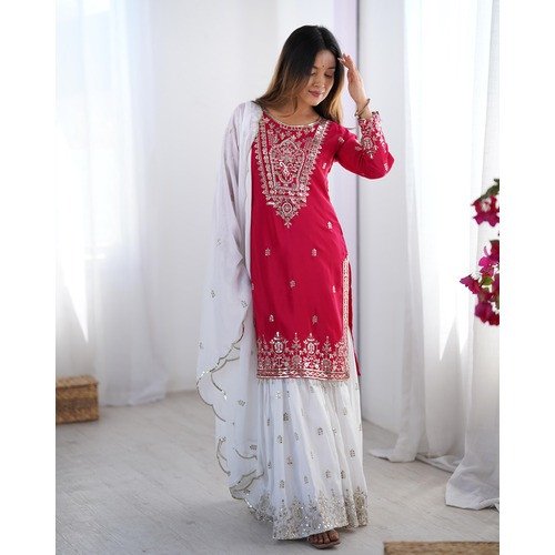 Presenting  New Designer Party Wear Top-Plazzo And Dupatta Set