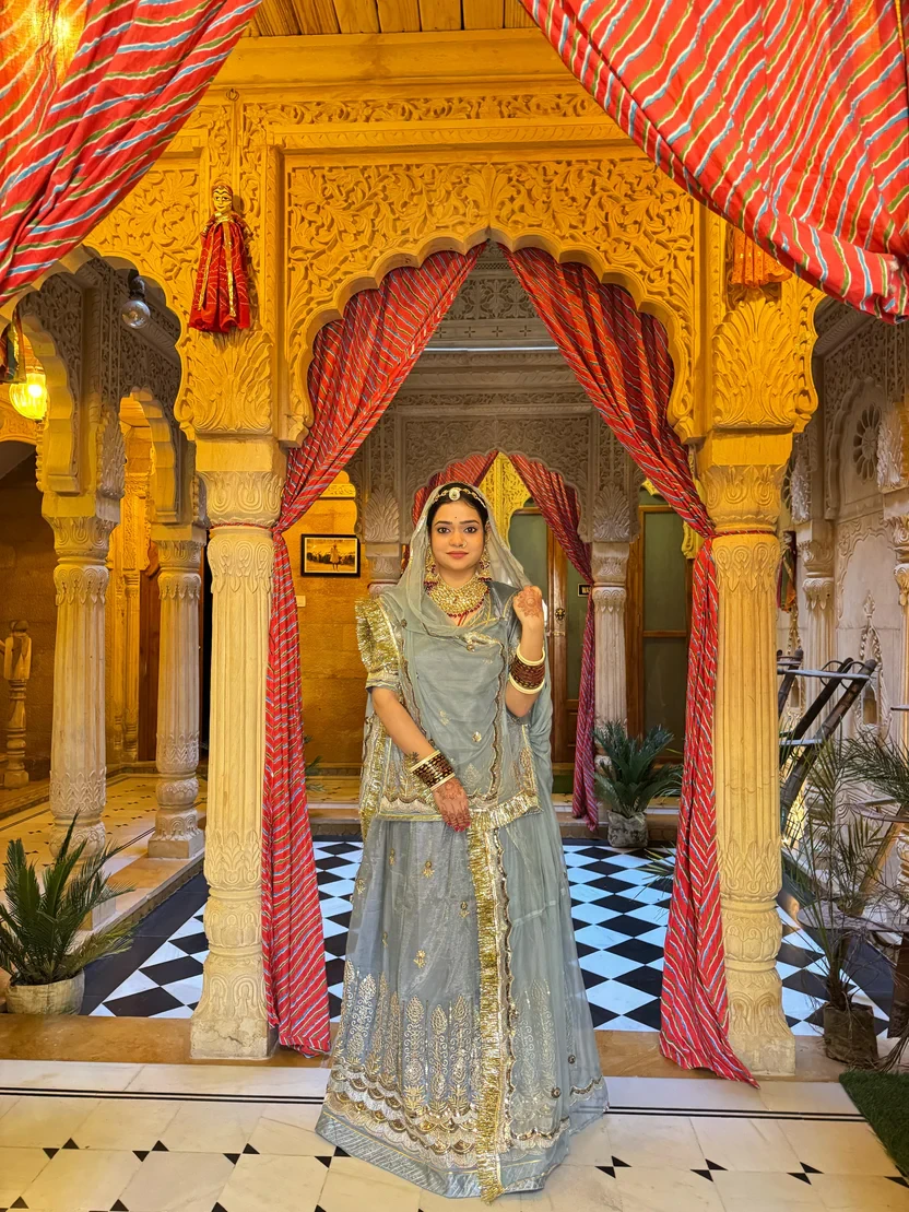 Net Lehanga With Tora Odhna Ethinic Rajputi Dress