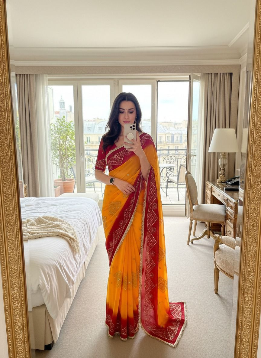 Premium Rajwadi Style Georgette Saree with Sequin Work