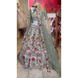Elegant Mono Satin Silk Lehenga with Sequins Embroidery