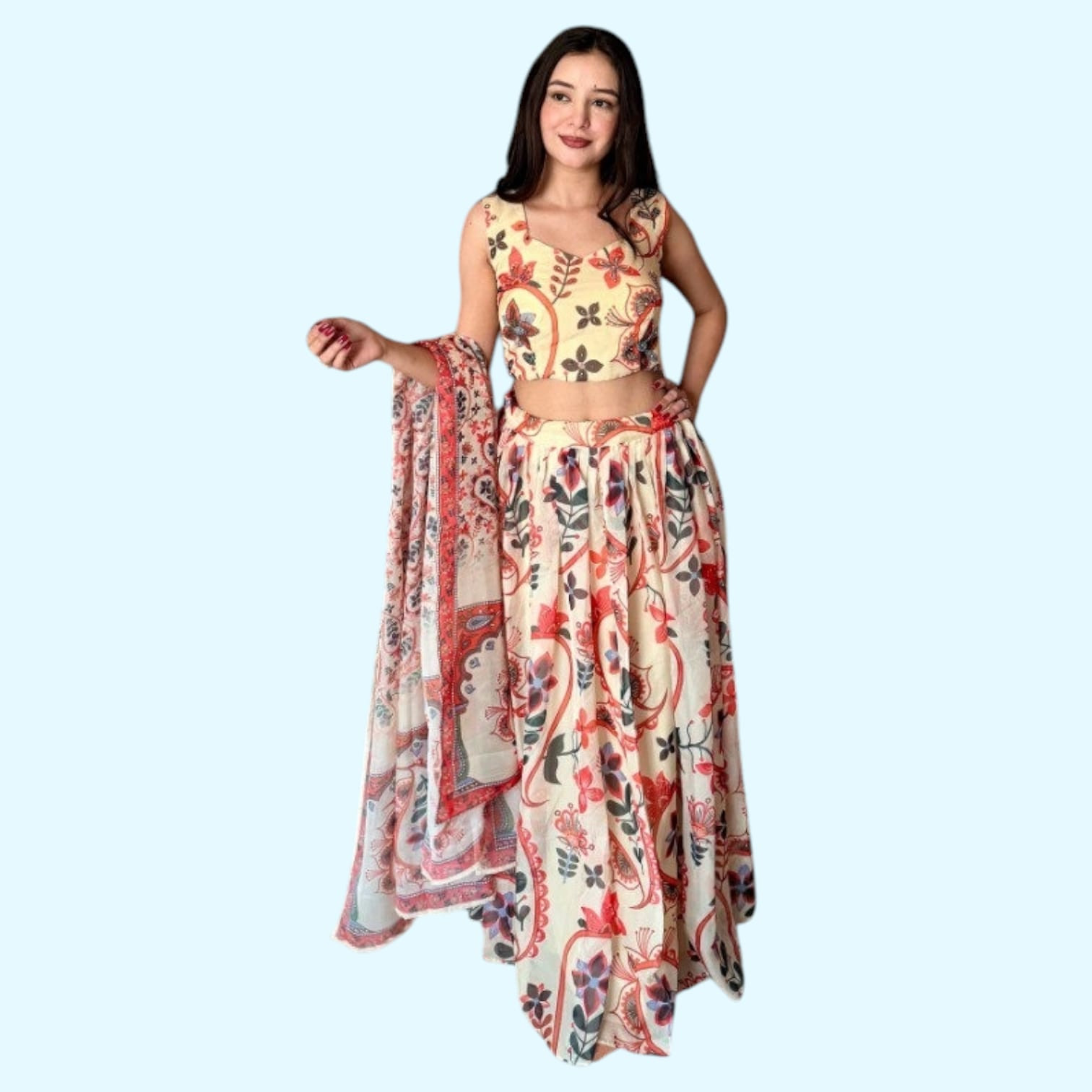 Soft Florals – Fine Handwork Ethnic Lehenga Set