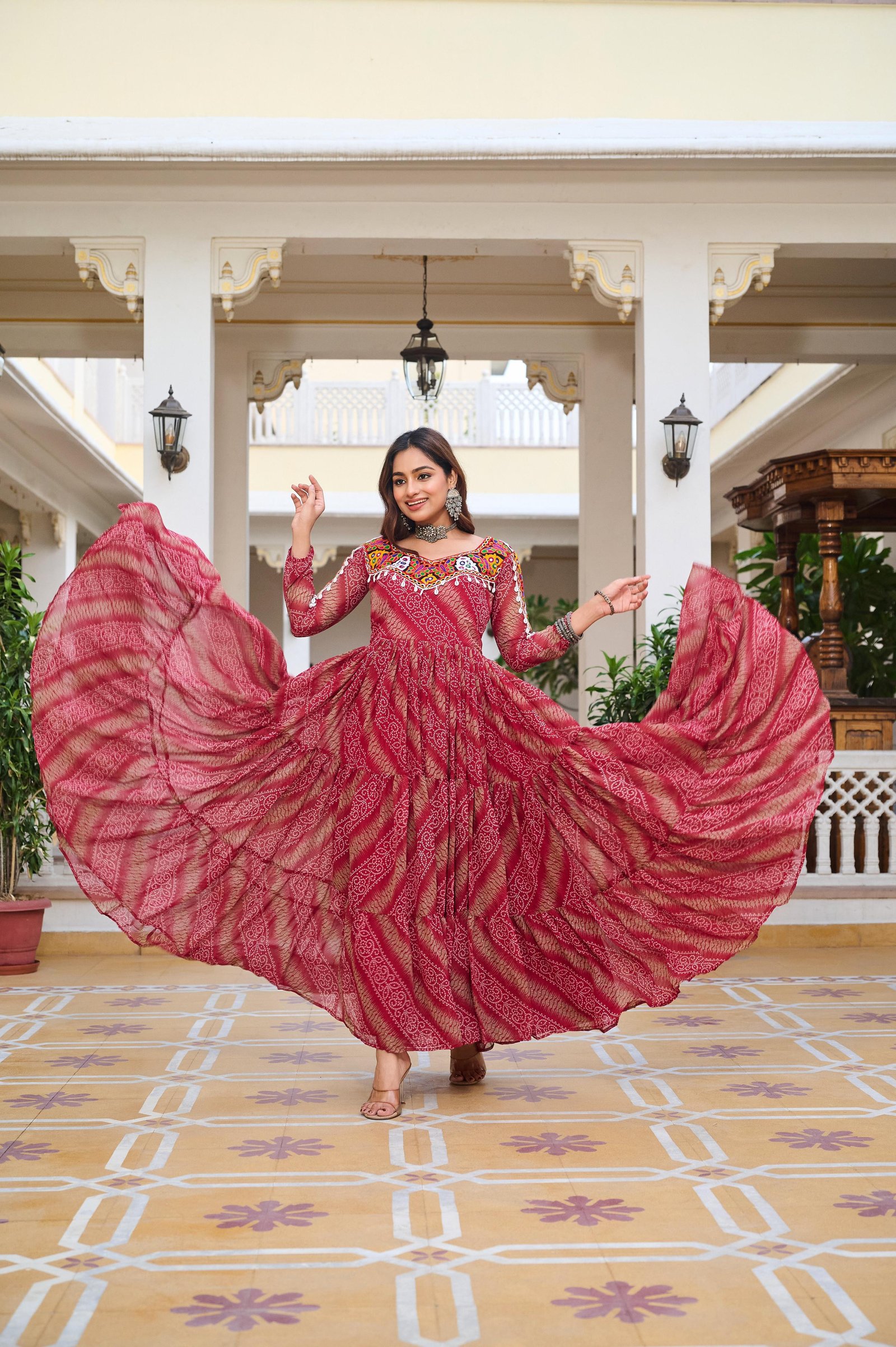 Navratri Dandiya Special Gamathi Work Gown For Women