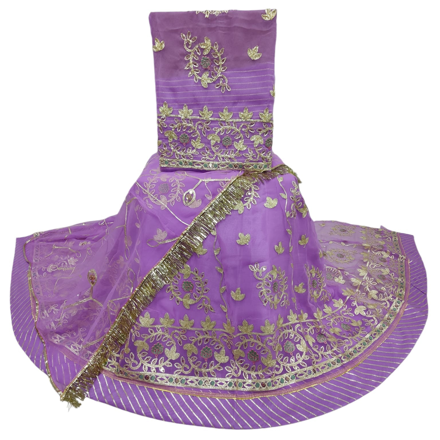 Heavy Ribbon Work With Sequence Rajputi Poshak (Semi Stich)