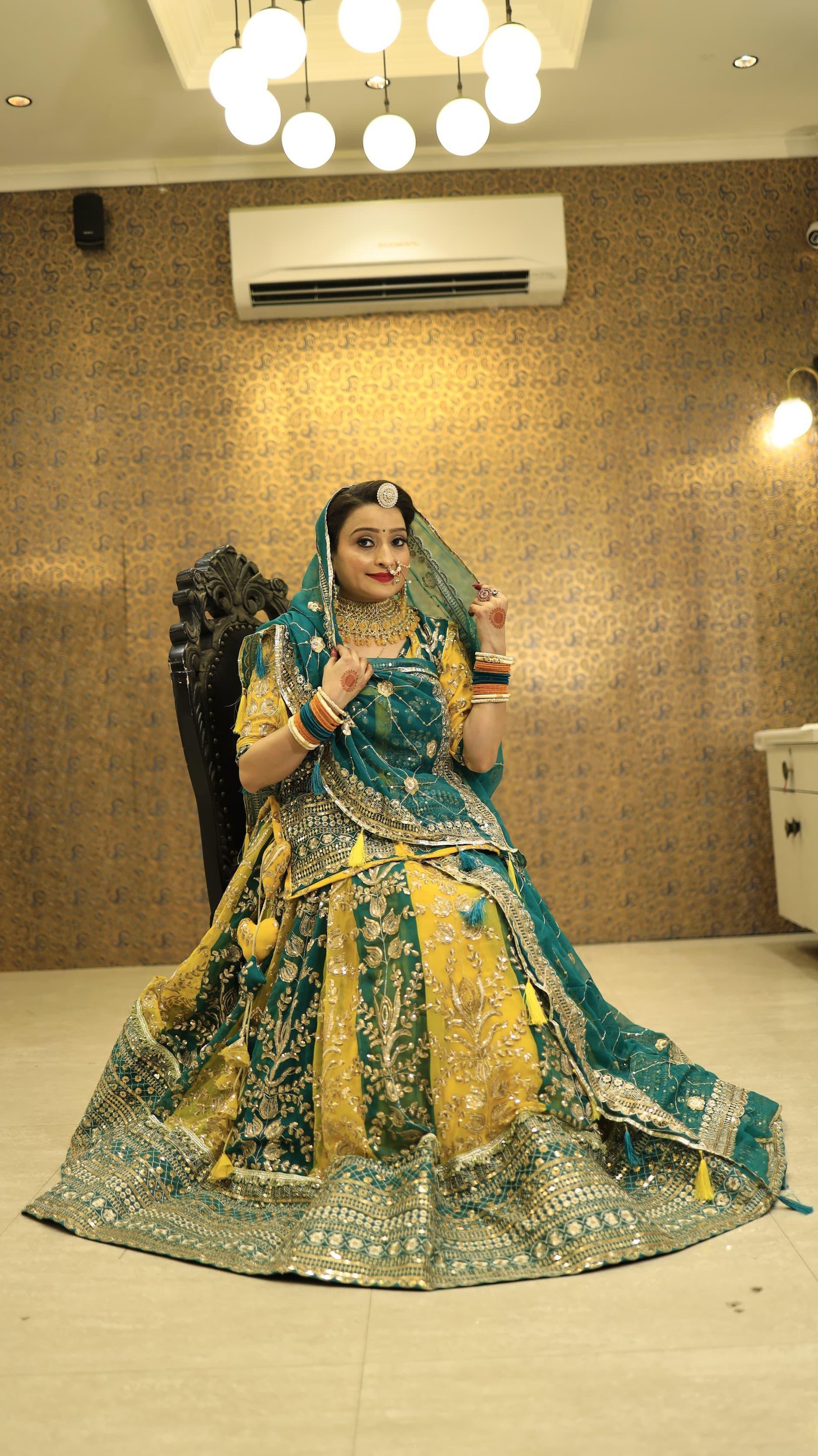 Designer Heavy Boutique Poshak – 7 MTR Gher Lehenga Suit in Premium Georgette with Royal Odhani