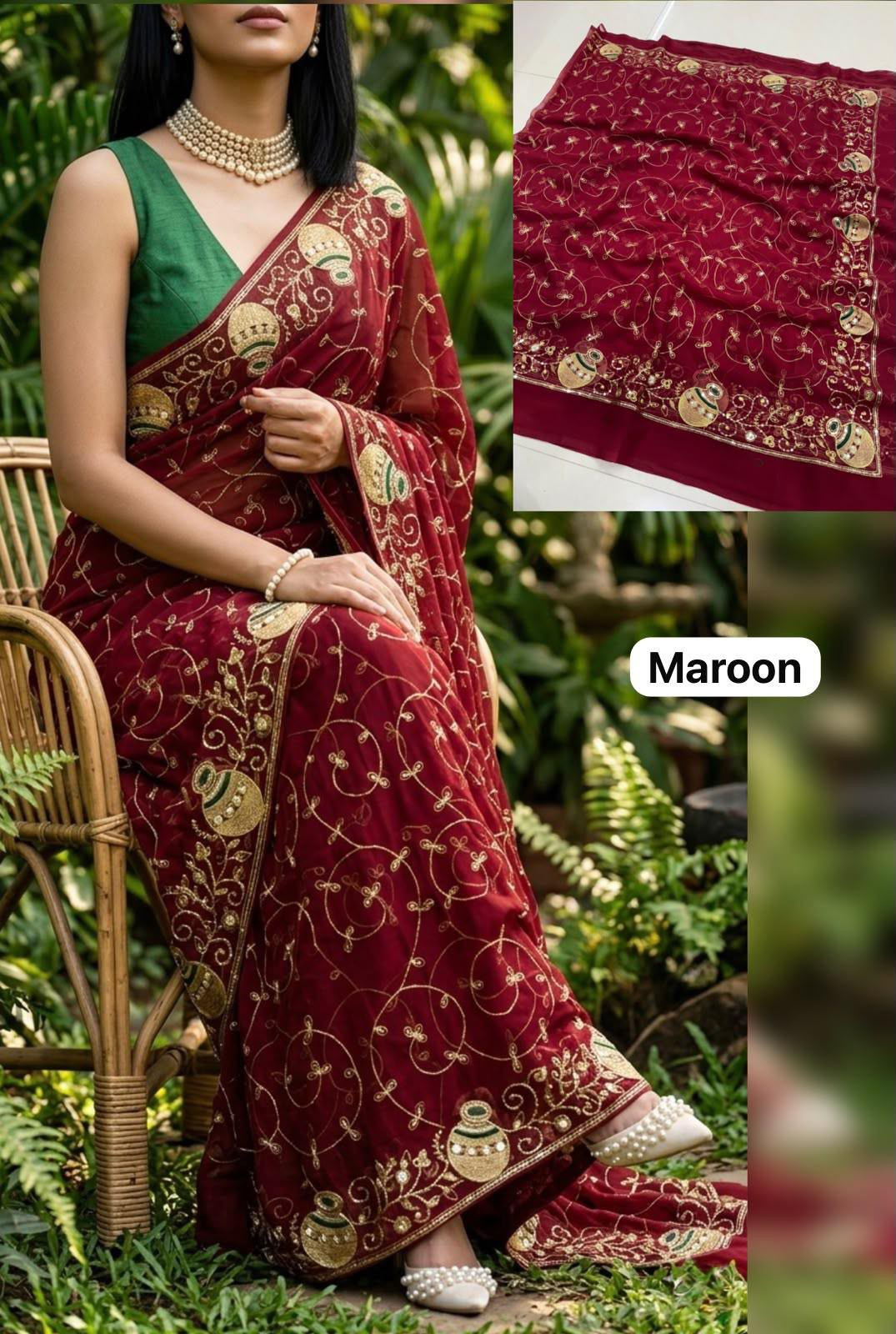Premium Rajputi Saree in Georgette with Elegant Sequin Work | Without Blouse