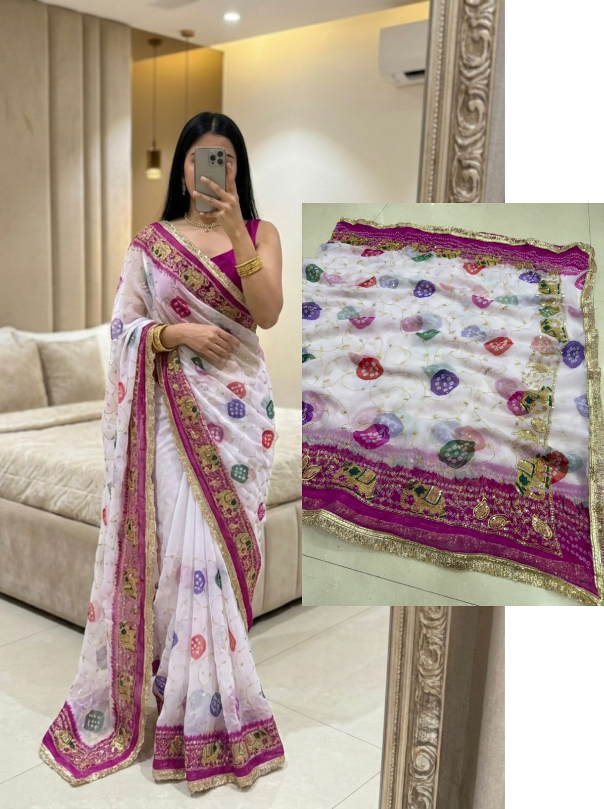 Premium Faganiya Royal Georgette Saree with Elegant Sequence Work