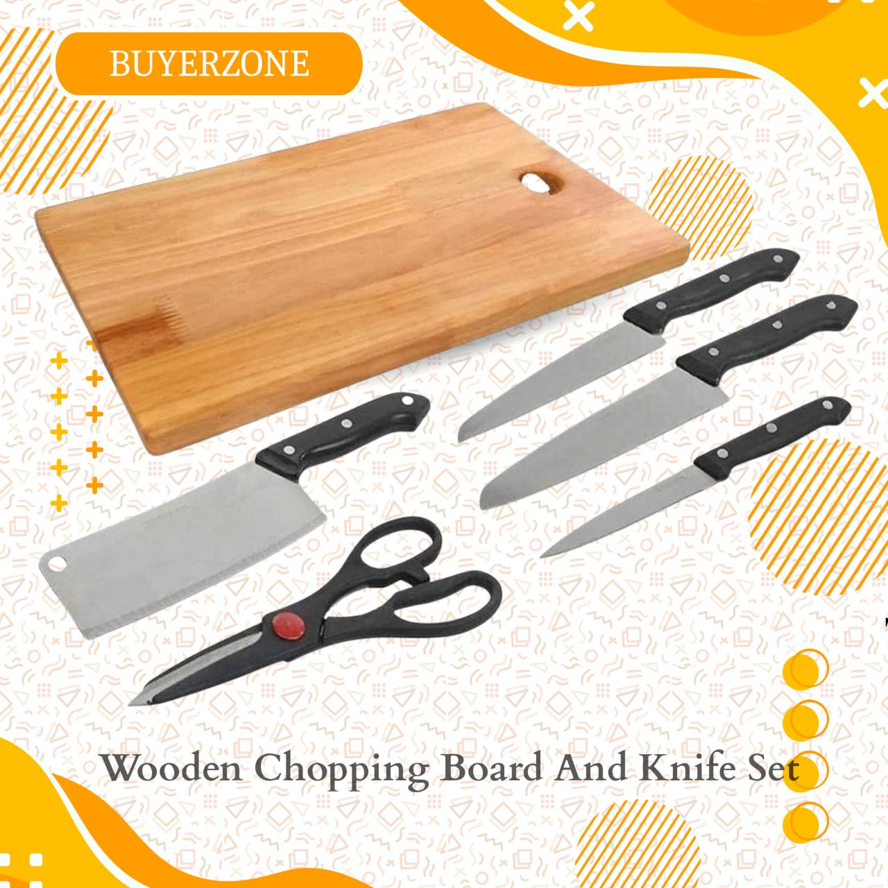 Wooden Chopping Board & Knife Set - Premium Bamboo Cutting Board with Chef Knife