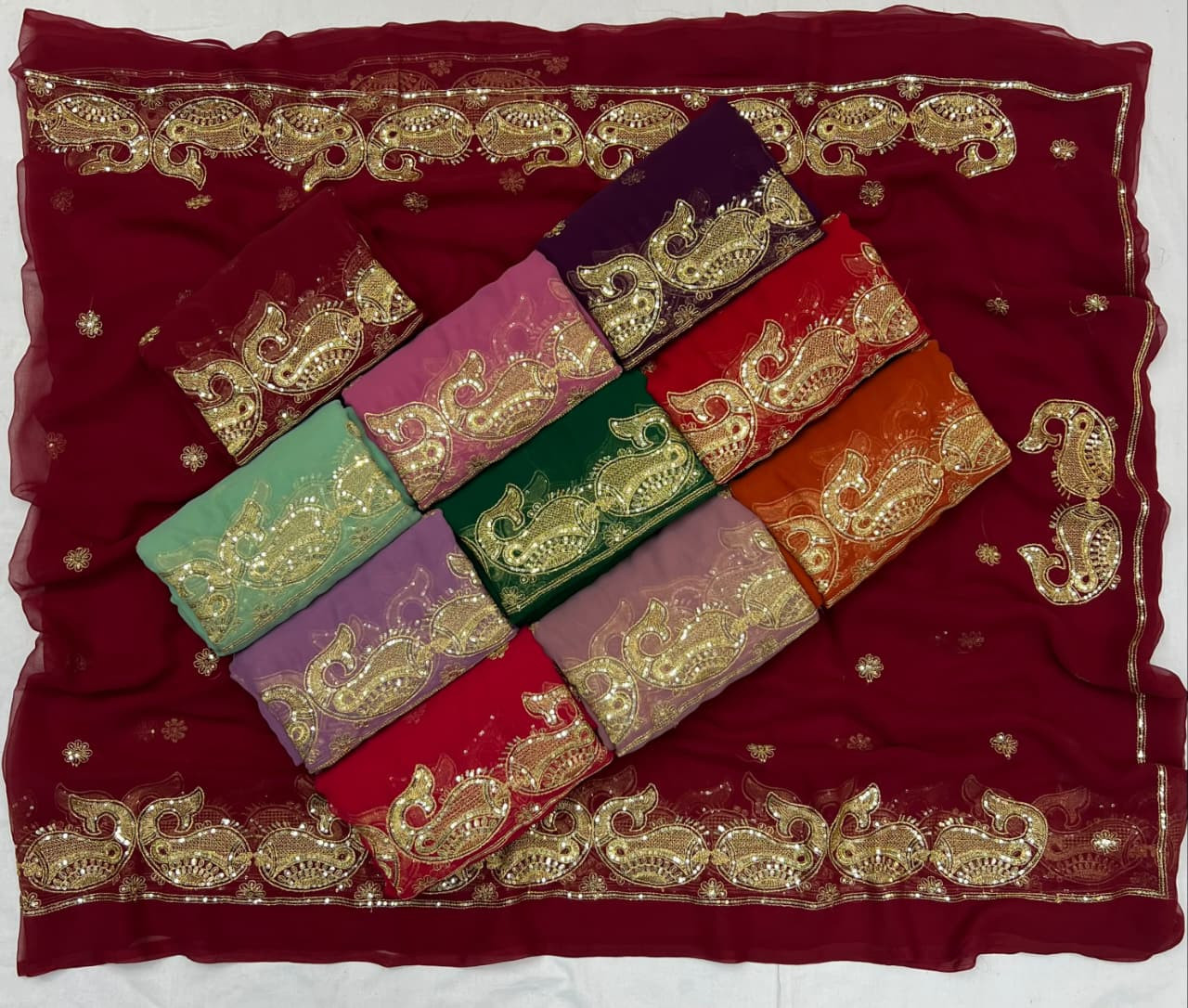 Premium Darbari Rajwadi Georgette Saree With Sequence Work