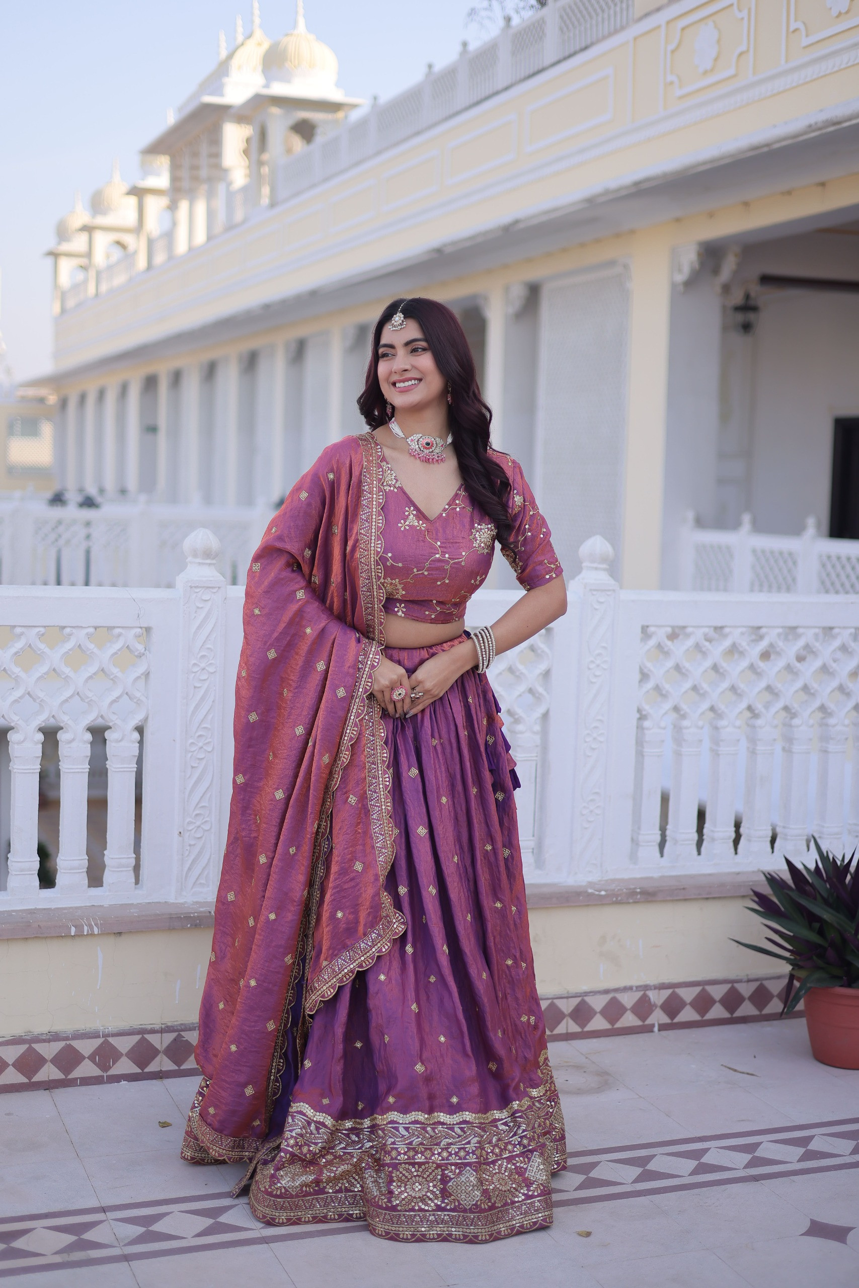 Elegant YSL Silk Sequins & Zari Embroidered Lehenga Choli Set with Designer Dupatta