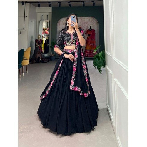 Shine in Style: Sequined & Embroidered Georgette Lehenga Choli
