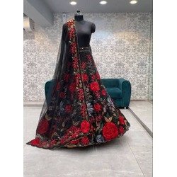 Luxury Soft Mono Net Heavy Sequins Embroidered Lehenga Set with Cancan & Canvas Patta