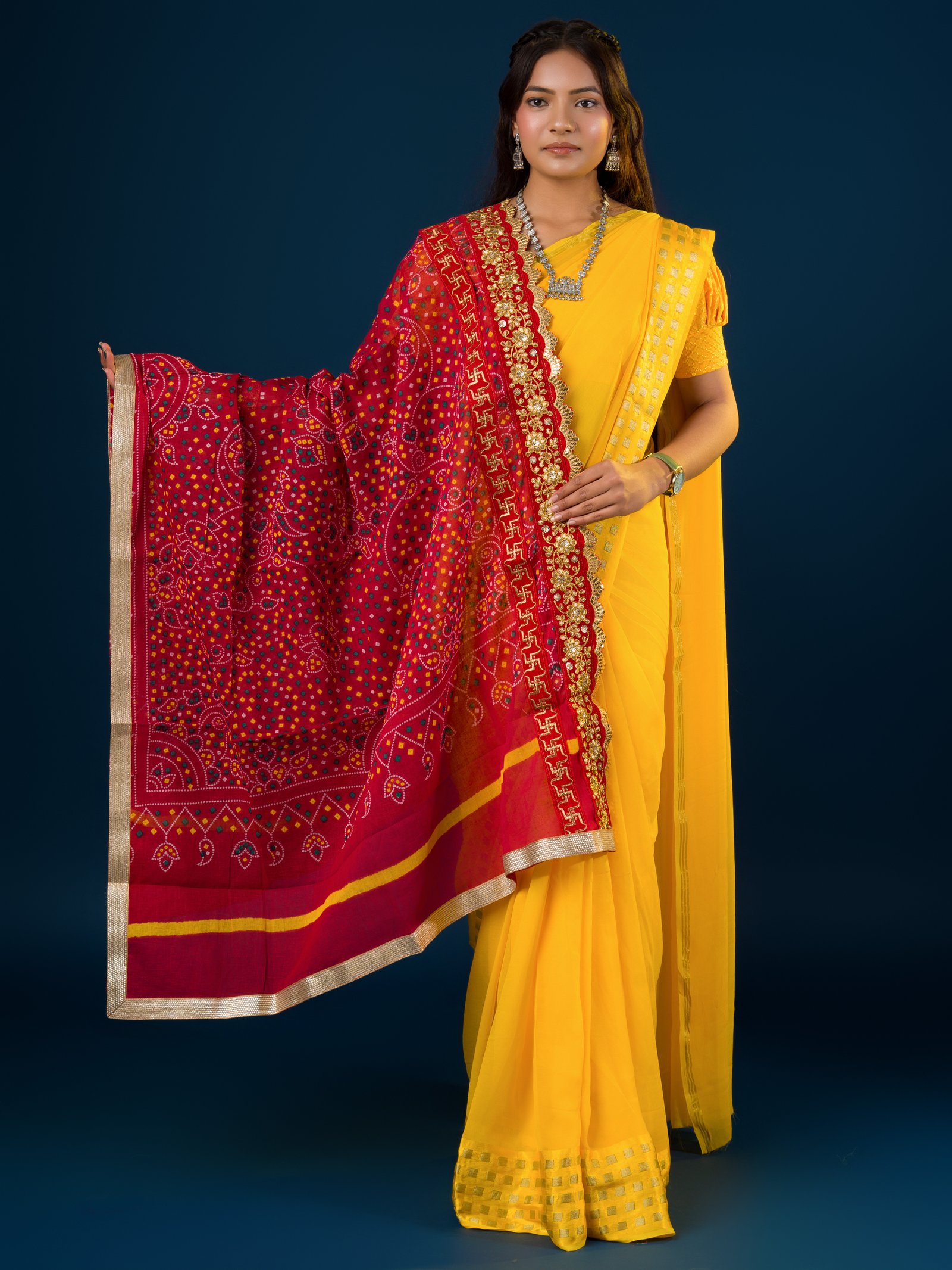 Ethnic Pure Cotton Marwadi Chunri For Pooja And Wedding Purpose
