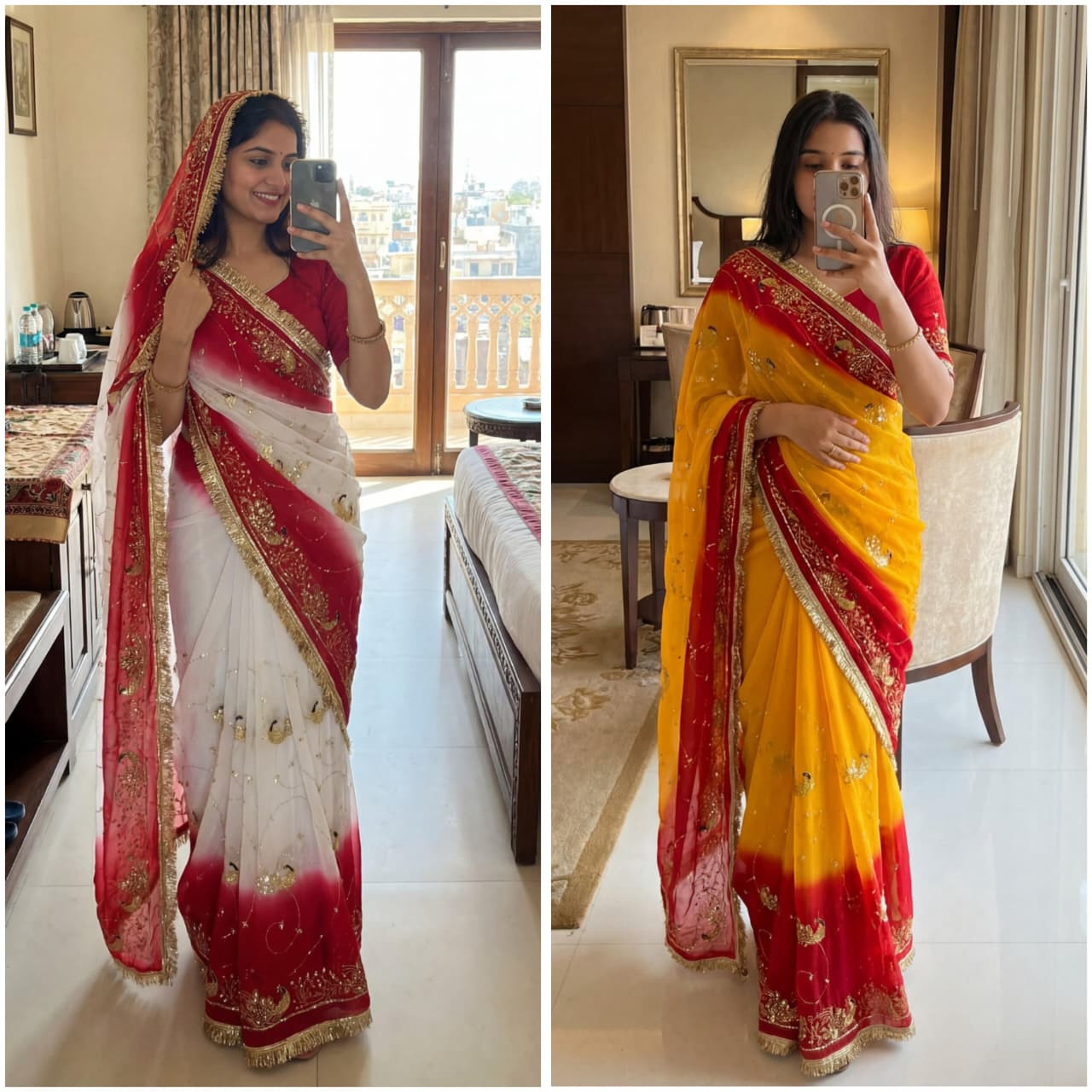 Premium Faguniya Rajwadi Georgette Saree with Elegant Sequence Work