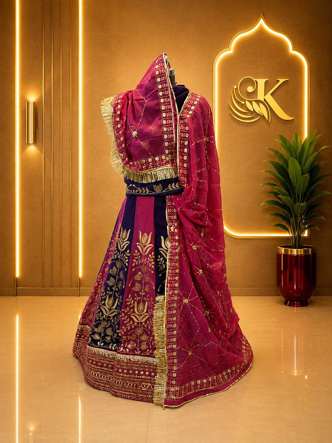 4 Meter Vintage Designer Rajputi Poshak with Zari & Sequence Work