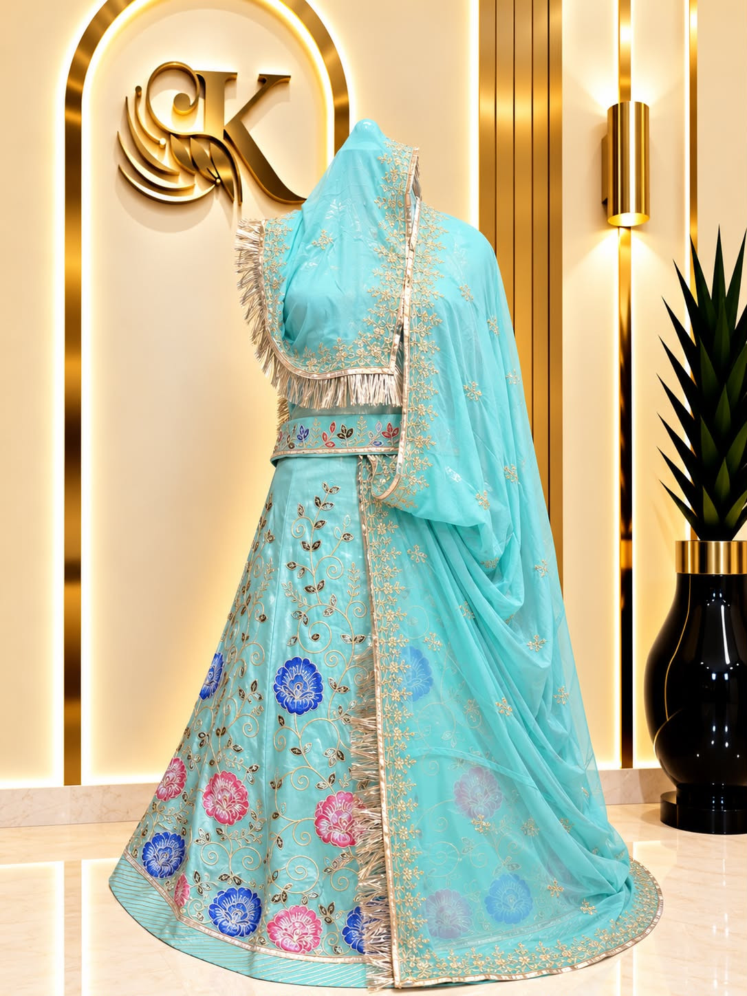Frendy Silk Rajputi Poshak with Brush Paint Zari & Sequence Work