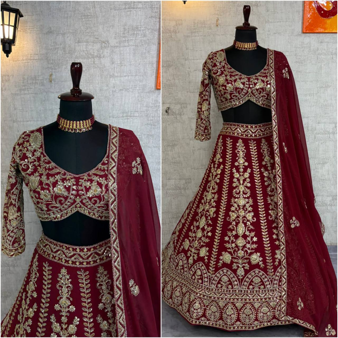 Elegant 4 Meter Flared Fox Georgette Lehenga with Real Mirror & Sequins Embroidery