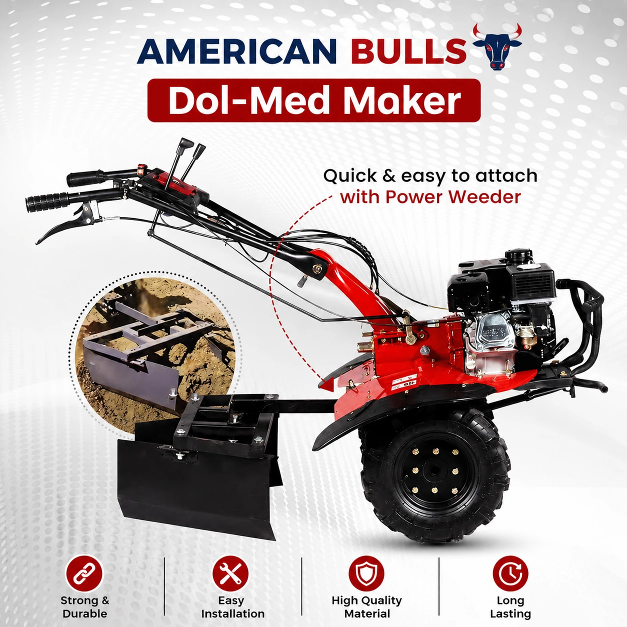 Dol-Med Maker: Adjustable Bed & Furrow Maker Power Weeder Attachment