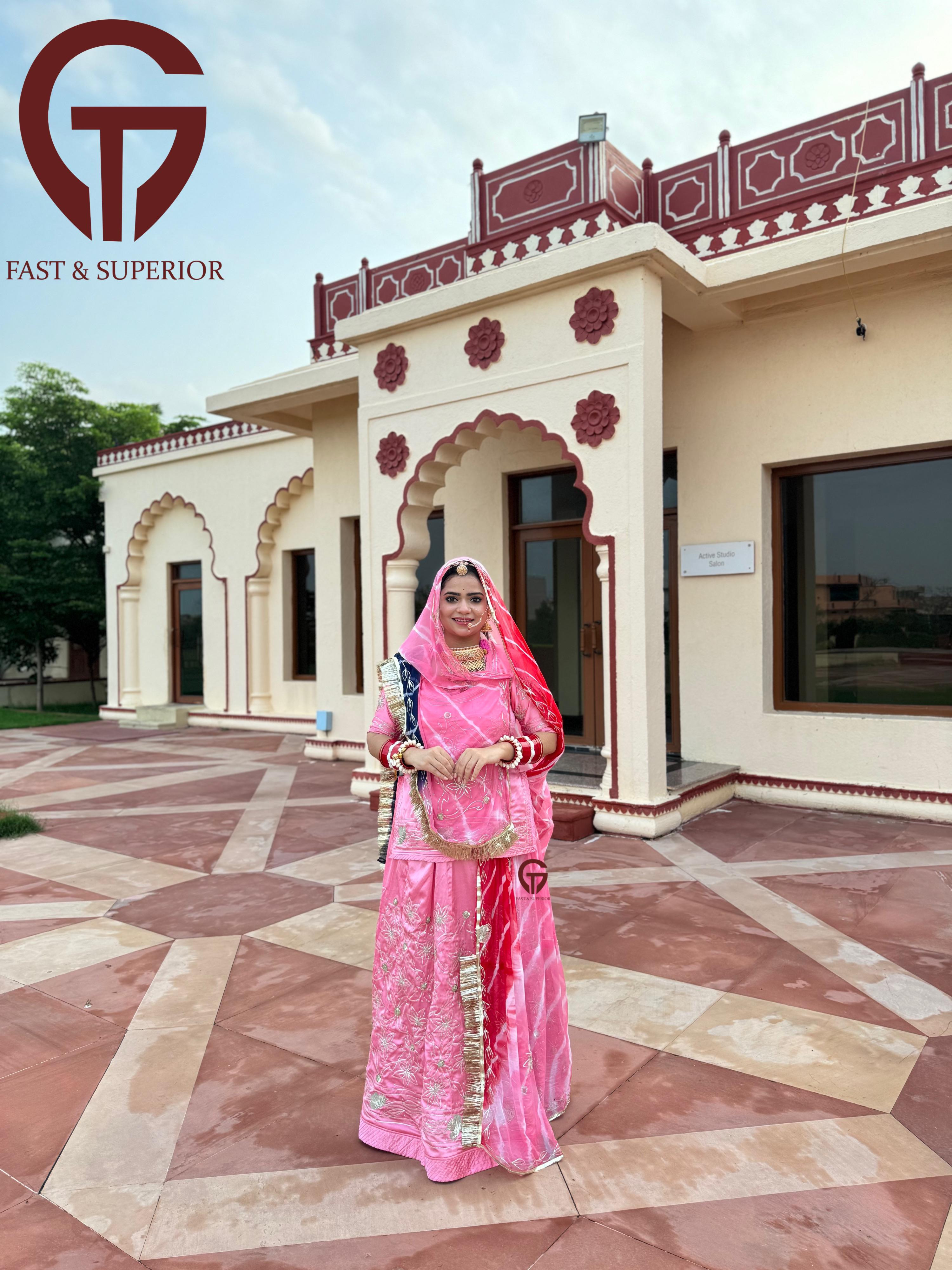 Latest Lahriya Satan Pink Horizon With Sikkiya Boutique Rajputi Poshak