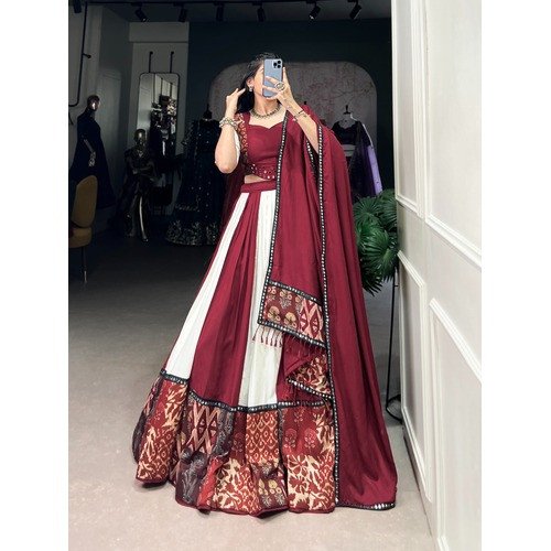Rayon Lehenga Choli Set with Mirror & Gota Patti Work