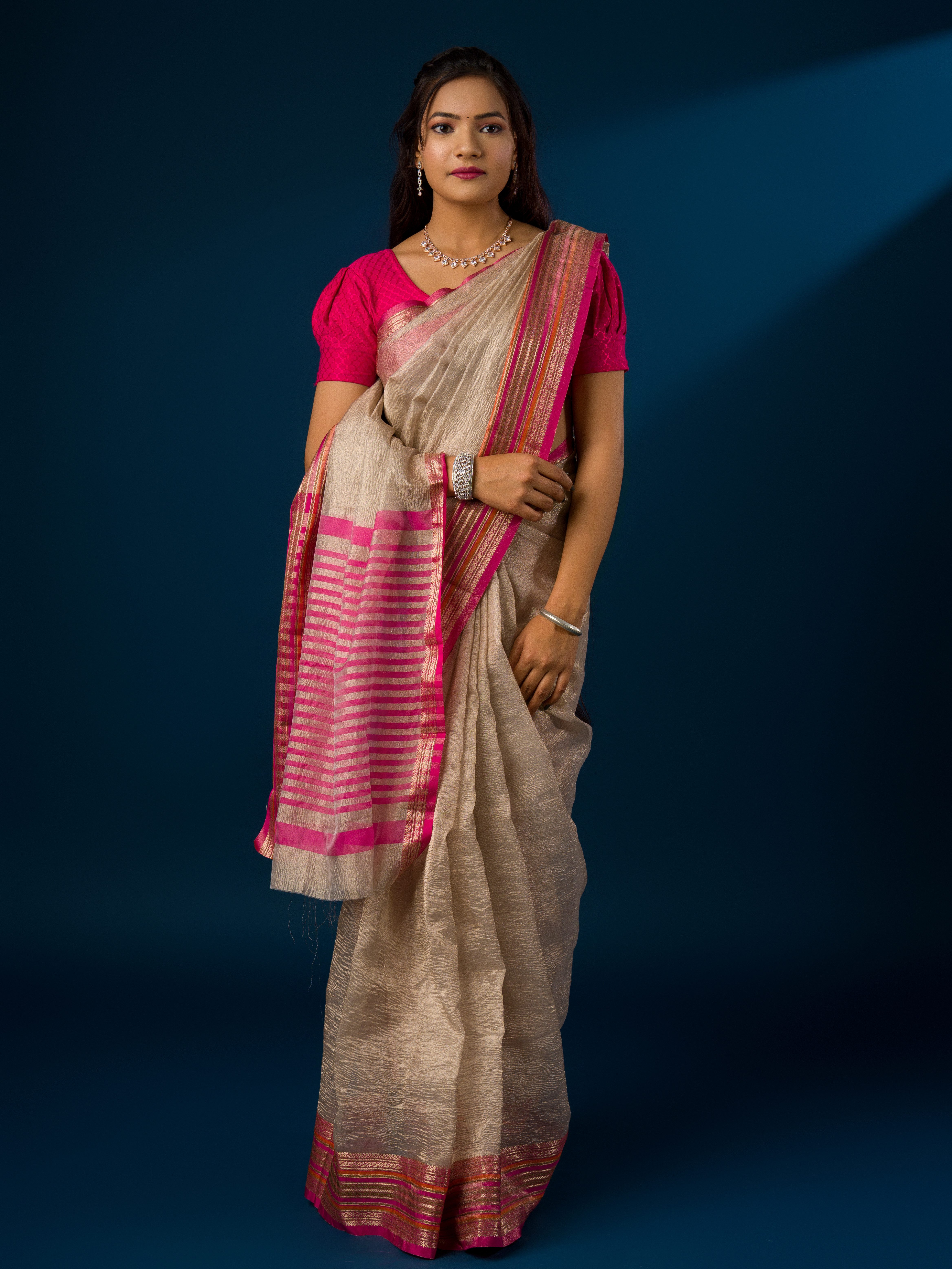 New Tranding Crush Tissue Silk Banarasi Border Saree INA