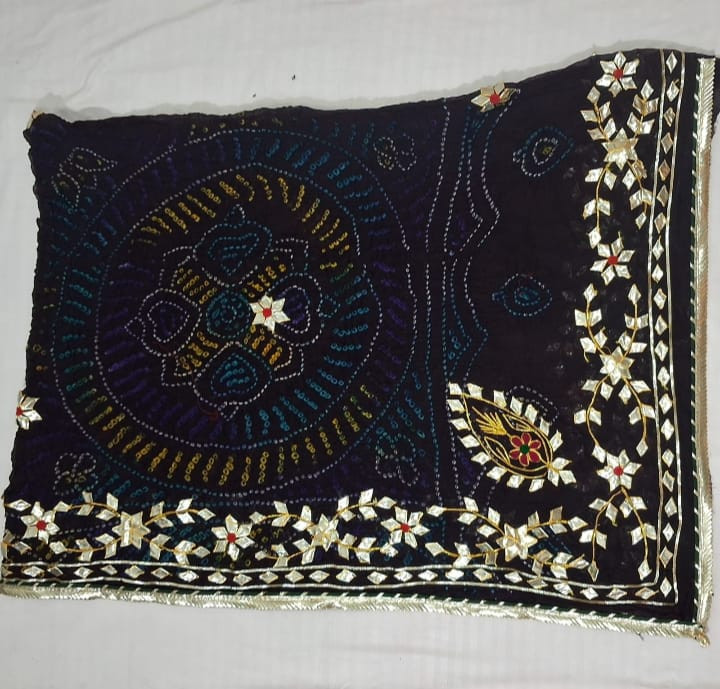 1.5 Paat Cotton Bandhej Dupatta with Gota Patti Work