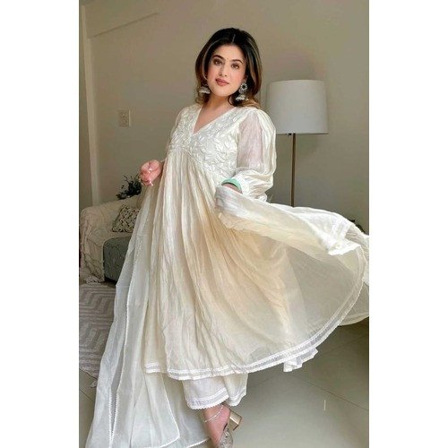 Chanderi Silk Anarkali with Cotton Comfort & Timeless Dupatta Charm"