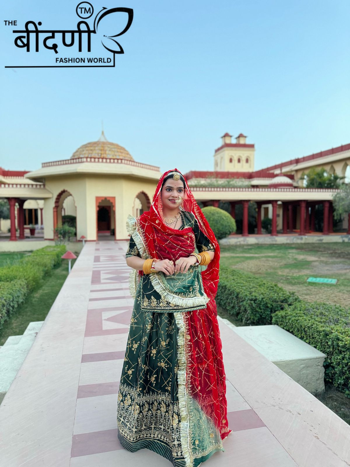 Dark tissue partywear poshak with humrahi pure odhna