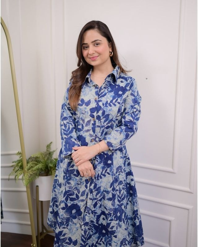 Cotton floral print kurti or pant for women