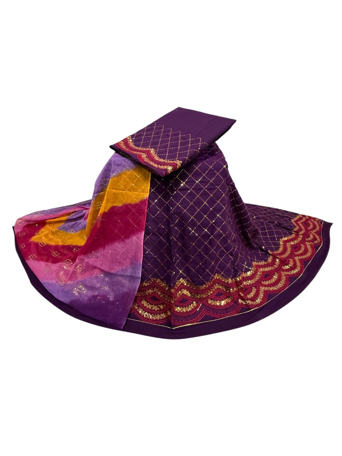 Stylish Cotton Boutique Suit with Fancy Sequin Kurti & Odhna