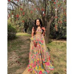Soft Net Heavy Sequence Lehenga with 3.5 Meter Flare