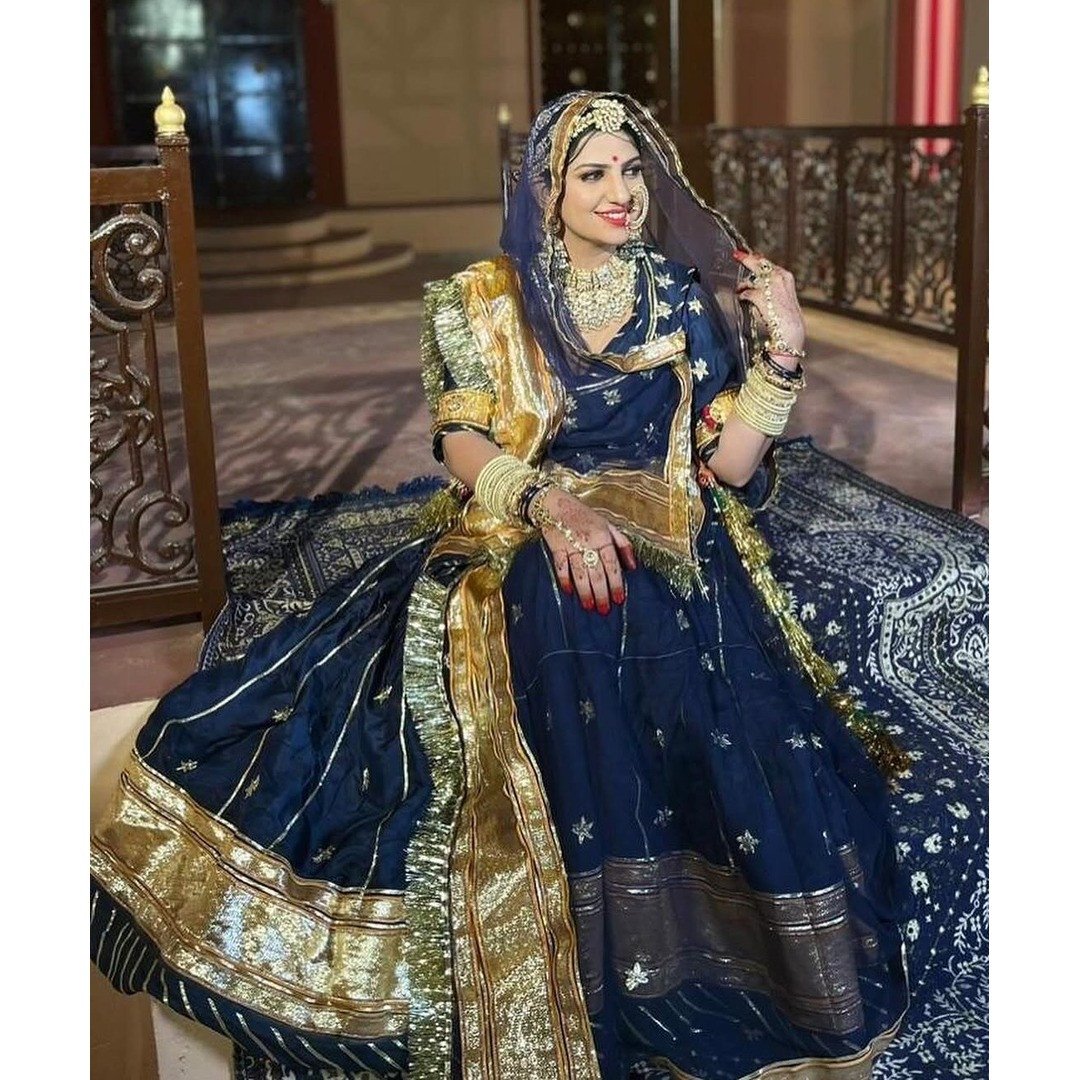 Royal Rajasthani Elegance - 24 Kali Heavy Satin Poshak with Humrahi Pure Odhni