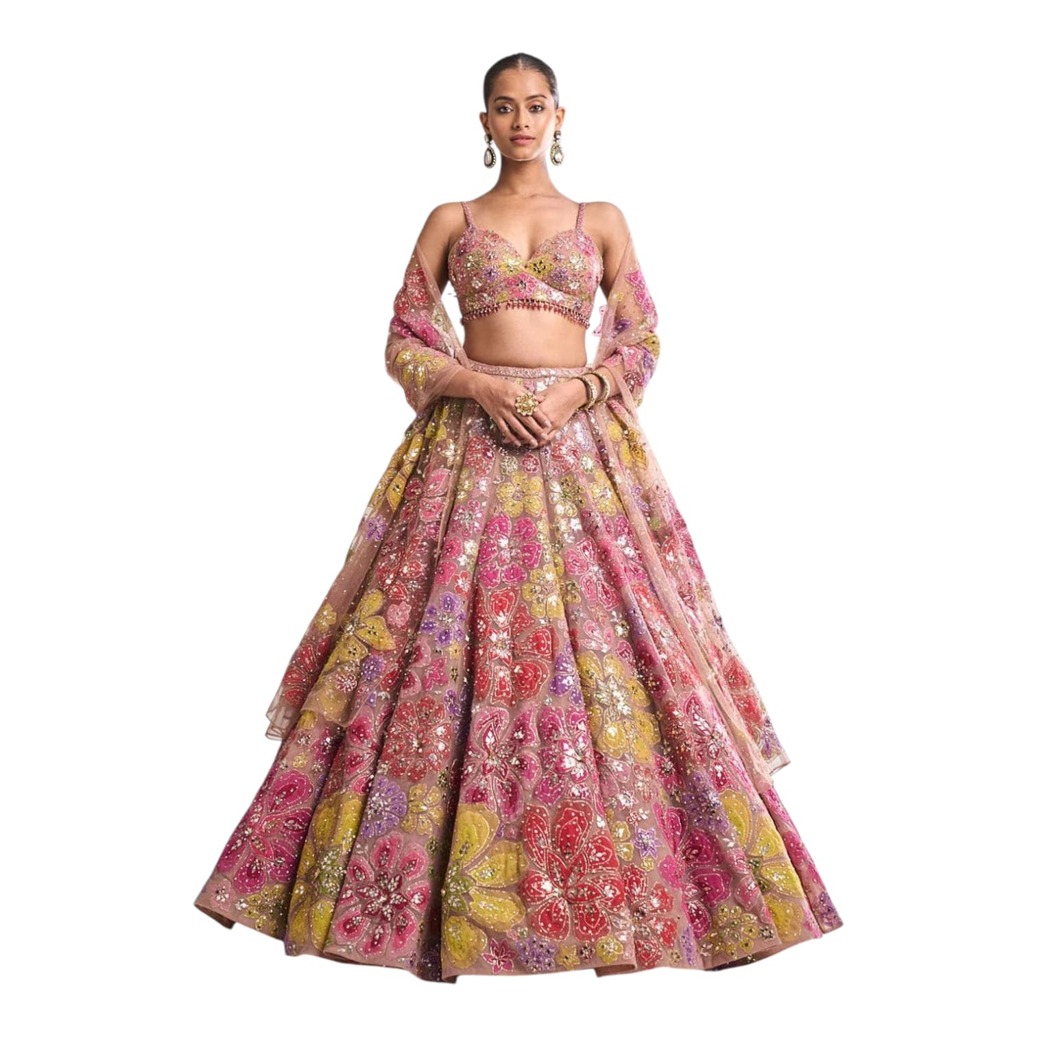 Carnival Designer Lehenga Choli Set – Premium Faux Georgette with Multicolour Embroidery & Heavy Sequins Work