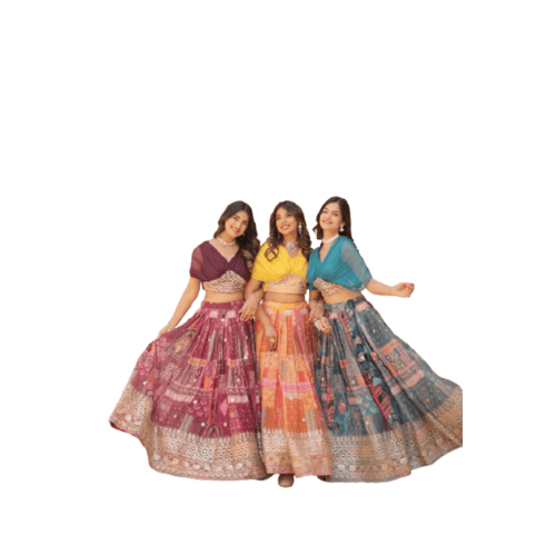 Russian silk rich digital printed lehenga set for women